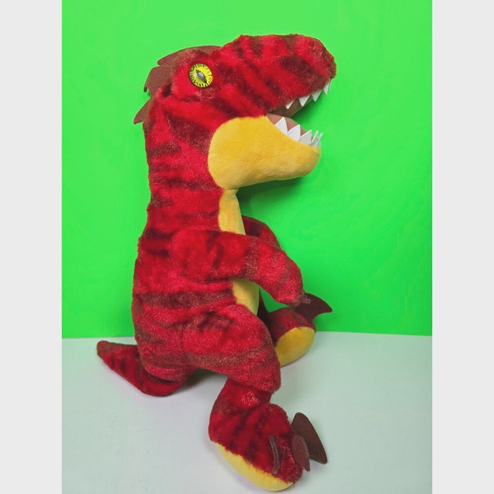 Build-A-Bear T-Rex Dinosaur Plush 19" Red Striped Yellow Belly T Rex Raptor BABW